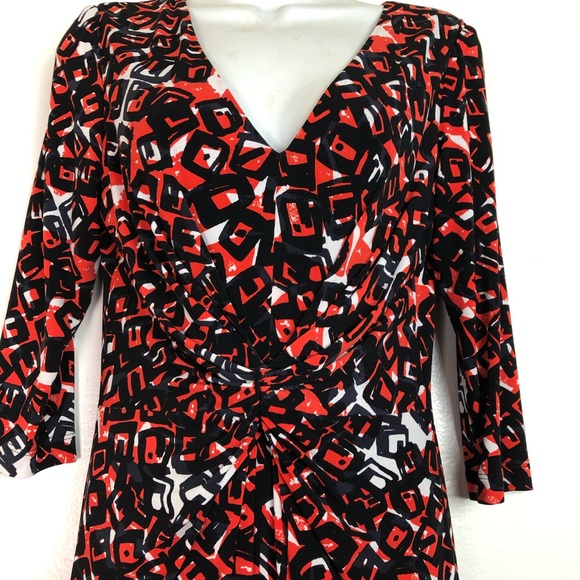 david meister geometric 3/4 sleeve dress Size 6 - Picture 2 of 8